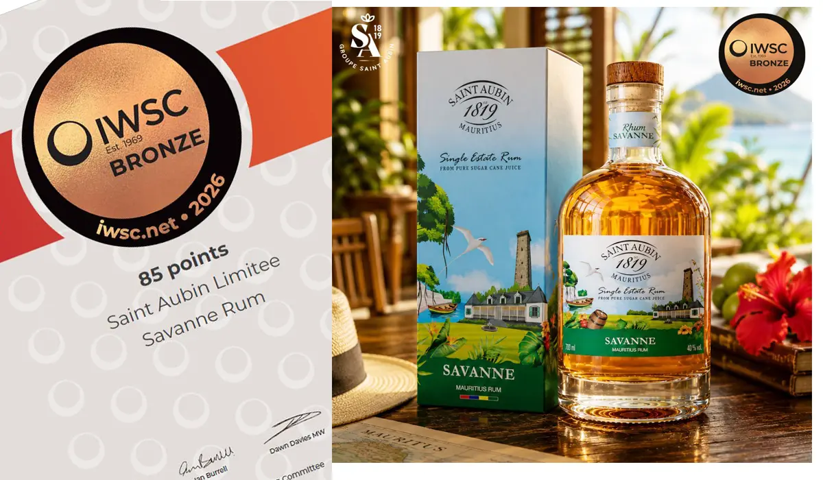 Saint Aubin's 1819 Savanne rum wins bronze at International Wine & Spirit Competition 2026